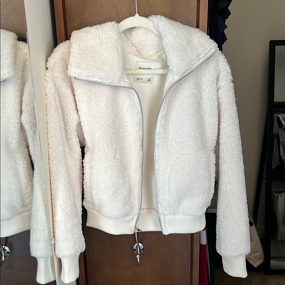 Abercrombie White Sherpa Jacket